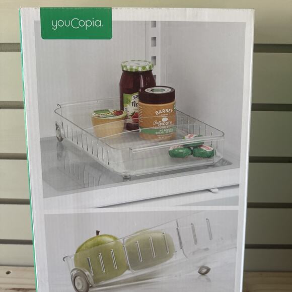 YouCopia RollOut Fridge Caddy BPA-Free Clear Rolling 9" Wide, - Picture 2 of 12
